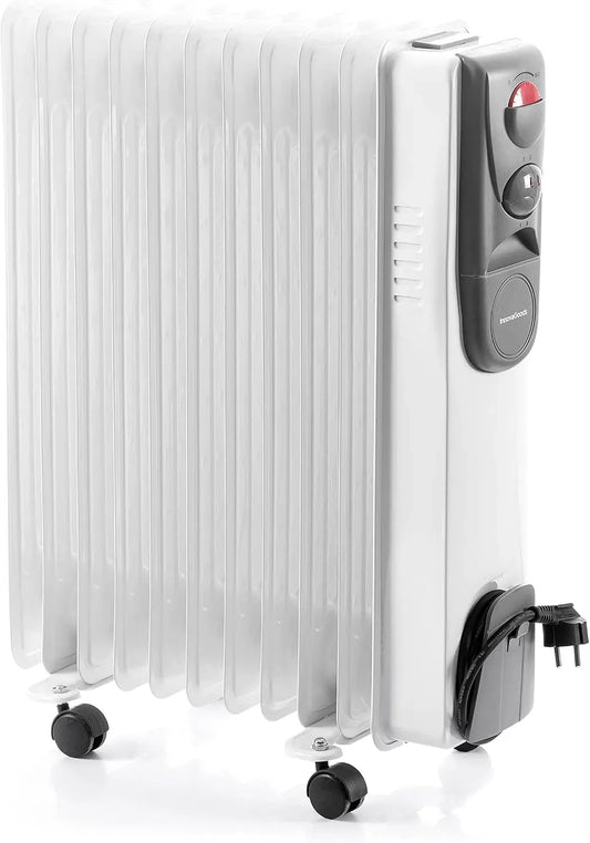 Weiß/Grau, Ölradiator Oileven 2500W, InnovaGoods, 11 Rippen für effiziente Wärme, 3 Leistungsstufen, Überhitzungsschutz, Ideal bis 28m²