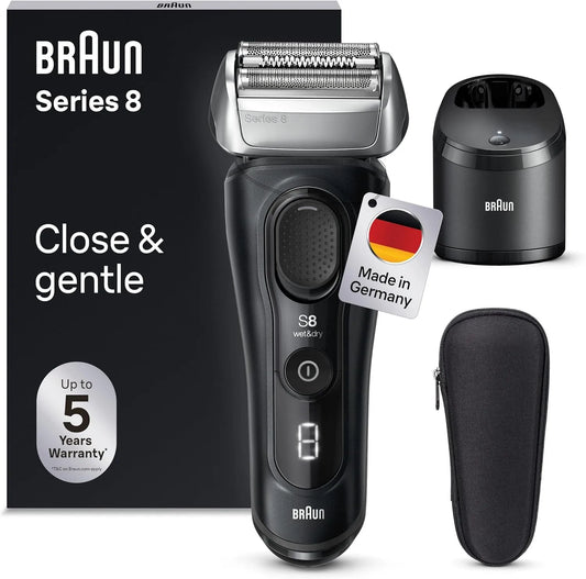 Braun Series 8 8560cc Präzisions-Langhaarschneider, Reinigungsstation, Rasierer, Schwarz