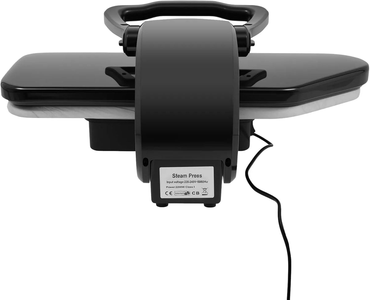 3min Dampfbügelpresse, Dampfpresse, 66 × 53 × 26cm, 2200 W, 26 cm, Touch-Bedienung, Wärmefunktion, Schwarz, aluminium, für Nylon