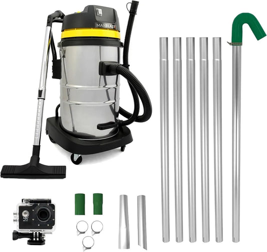 Staubsauger 170Grad, 60 L, 1400 W, Android OS, 4K UHD, 4K Kamera 4x Zoom Weitwinkel Echtzeit Inspektion, 1,2-7,5m Rohrreinigung Reichweite, 7,5 m