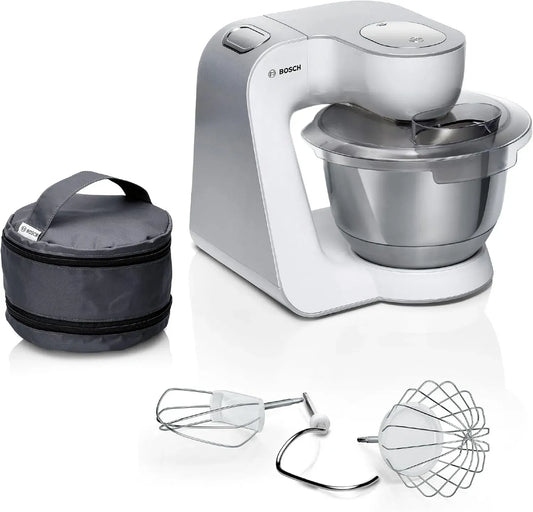 Bosch Serie 4 MUM58200 Geschirrspüler, Spülmaschine, 3D-Optik, Edelstahl, Weiß, Rühr- & Schneebesen Edelstahl, 3D Rührsystem