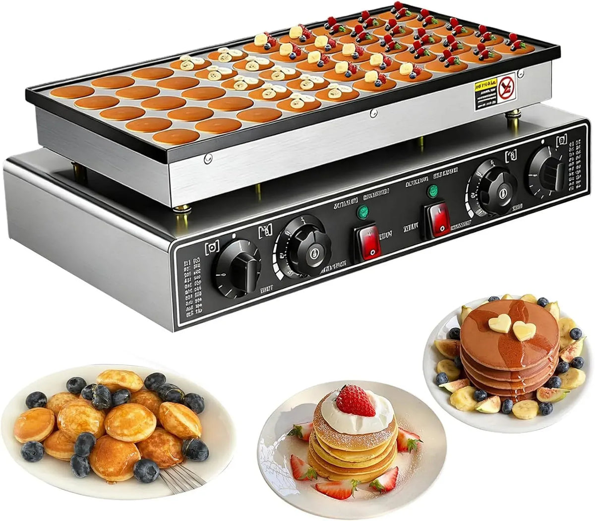 50holes Pfannkuchen-Maker, Dorayaki-Maschine, Mini-Crêpe-Maker, Edelstahlgrill, Durchmesser, Mini-Pfannkuchenmaschine, 45 mm, Antihaftbeschichtung