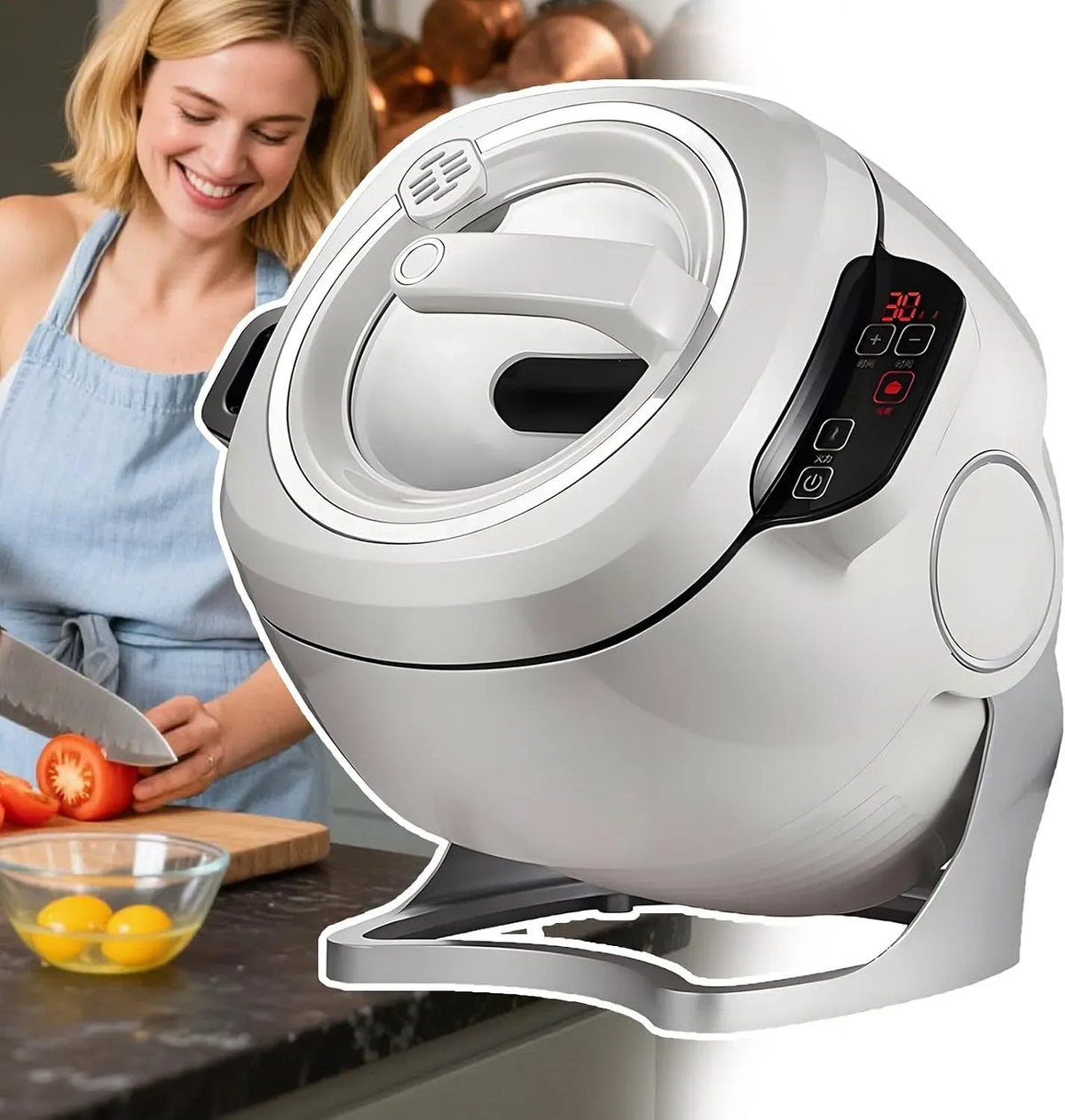 Rührbratmaschine, 6 L, 1000 W, Touch-Bedienung, Automatische