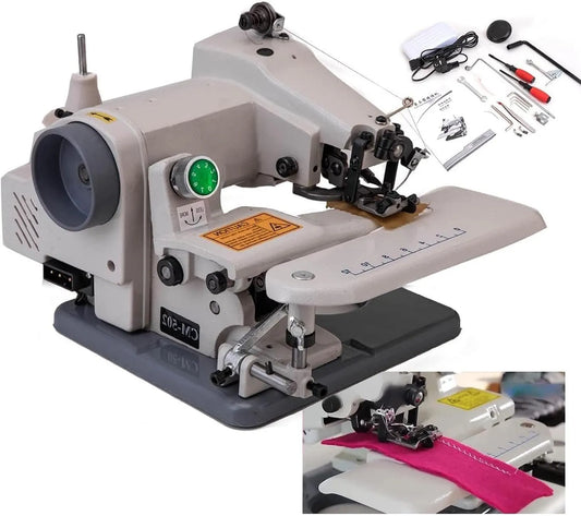 100-W-Blindstichmaschine Tisch-Blindstich-SchneidernäHmaschine, HaushaltsnäHmaschine, elektrische Nähmaschine, Weiß, für Jeans