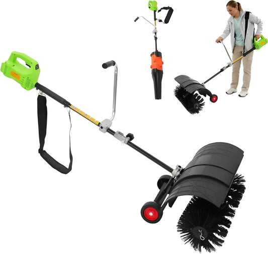W 9000 2-in-1 Schneefräse, Schneeräumgerät, Bodenkehrmaschine, 1300 W, leise, für Draußen Kunstrasen Straßen