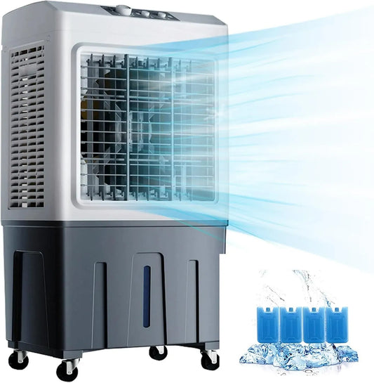 Luftkühler, Gewerblicher, Outdoor, Transportrollen, 3 Geschwindigkeiten, Oszillation, 3-in-1-Sumpfkühler mit 120°-Oszillation