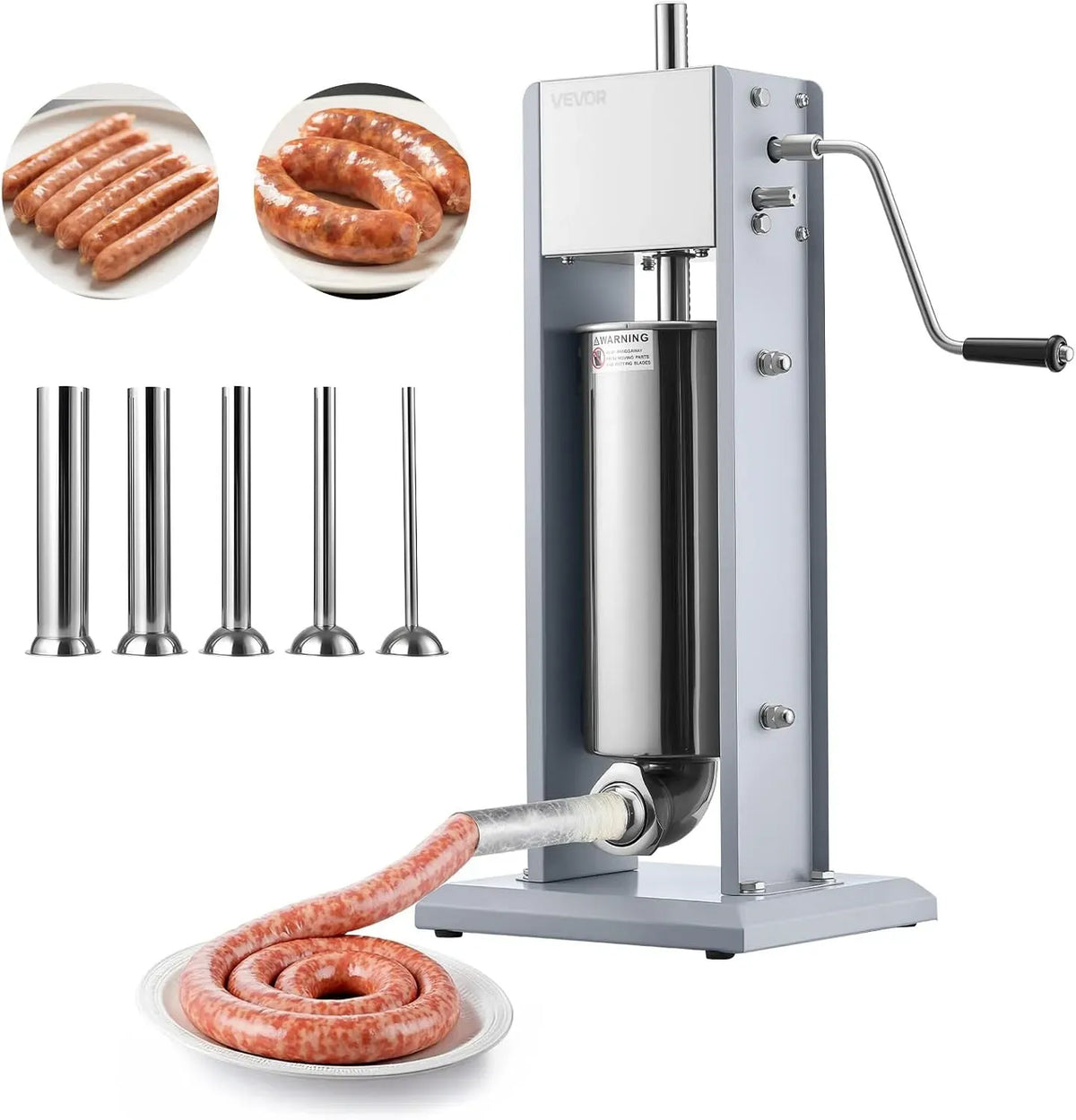 VEVOR Wurstfüllmaschine, 5 L, Edelstahl, für Gewerblichen & Privaten Gebrauch