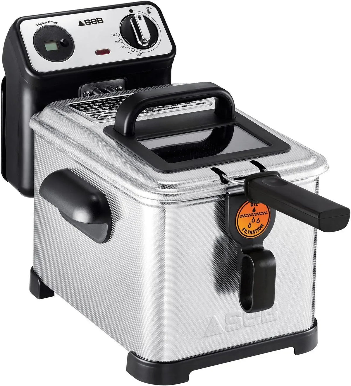 Tefal FR501000 Fritteuse, 3 L, 2400 W, 4 l, Timer, Thermostat, Edelstahl, Schwarz