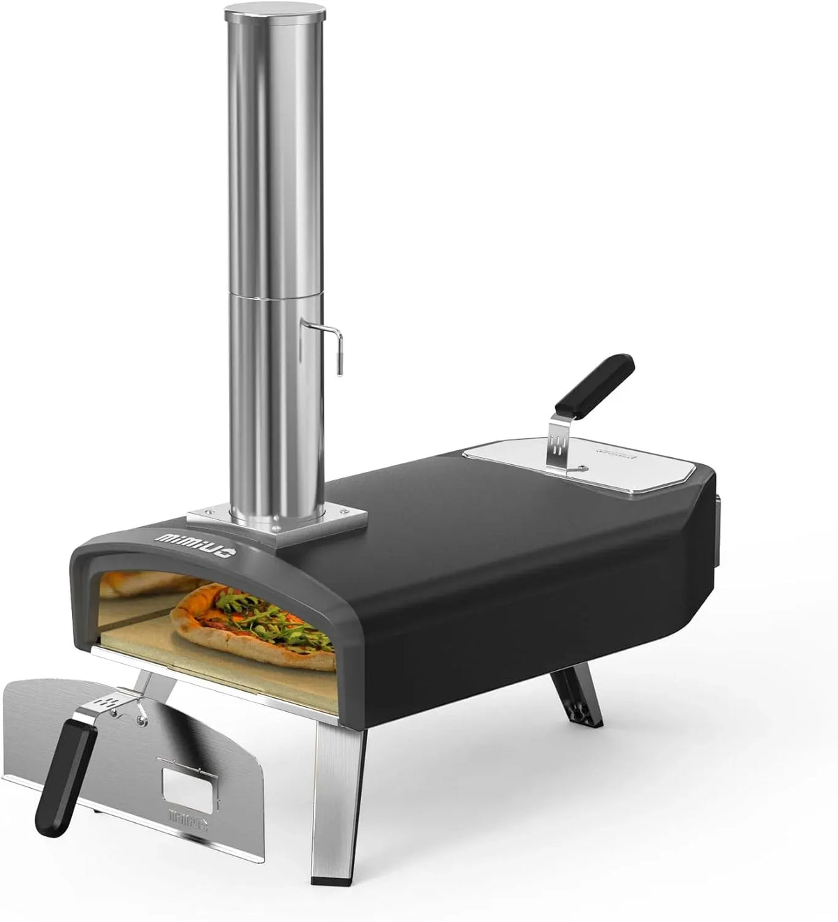 Elektrischer Pizzaofen, 33cm, tragbar, Outdoor, Camping, Outdoor Pizza Ofen für Holzkohle und Brennholz, Ideal für Camping & Garten