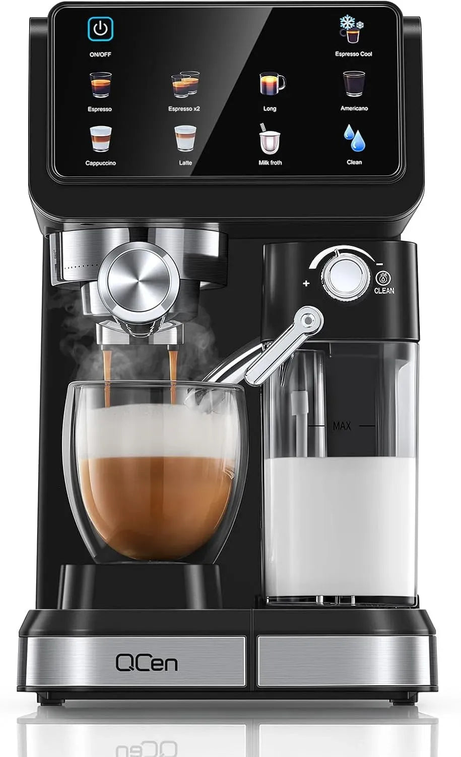 Espressomaschine 9-in-1, QCen Siebträgermaschine 20 Bar