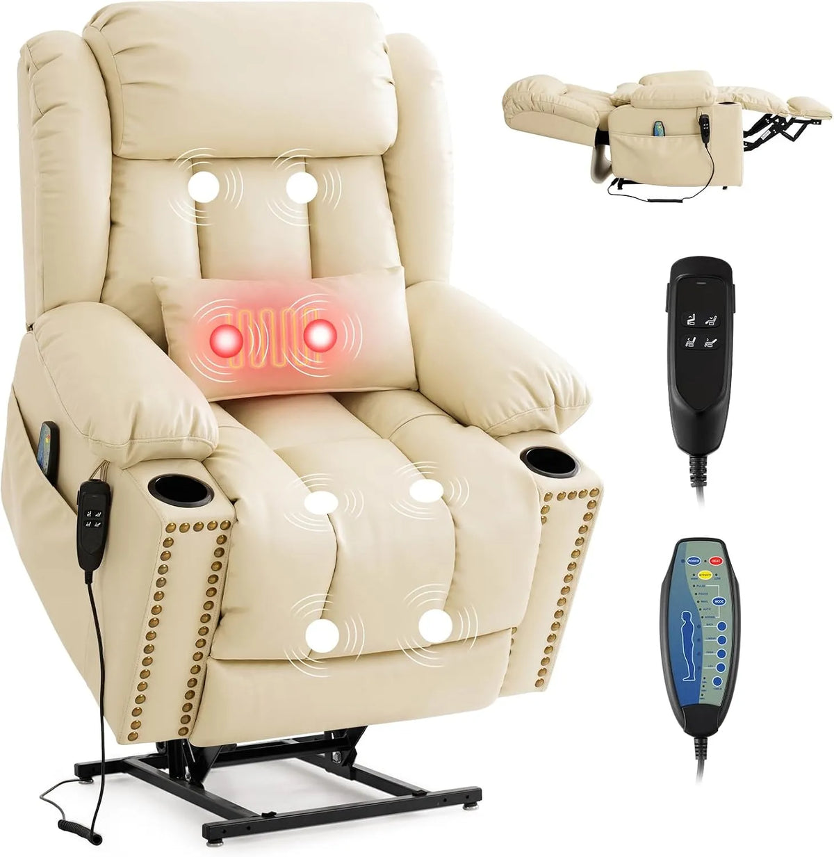 Relax- und Massagesessel, DUANDUAN 2-Motoren, USB, leise, 180° Liegefunktion