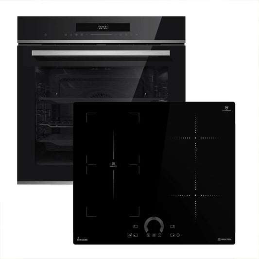 Herdset mit Kochfeld und Backofen, 60cm, Autarkes EB8019EDP IH85901FZ, Einbau